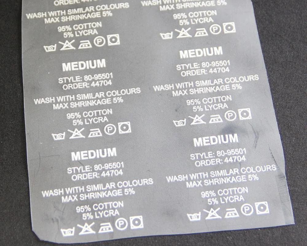 Water Quality Screen Printing Garment Washing Care Labels