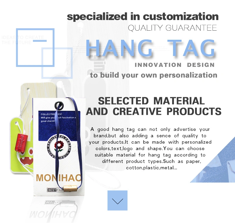 Customized Garment White Embossing Printed Die Cut Paper Hang Tag